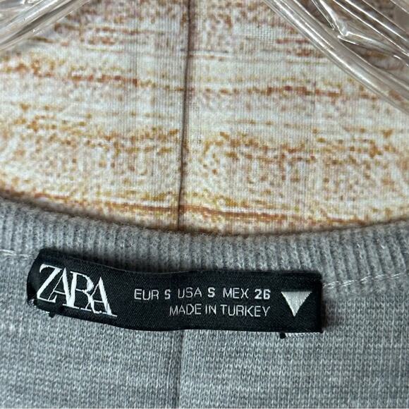 Zara Nouveau Gray Block accent print Dress Short Sleeve Knit Classic 1960s style - Picture 2 of 5